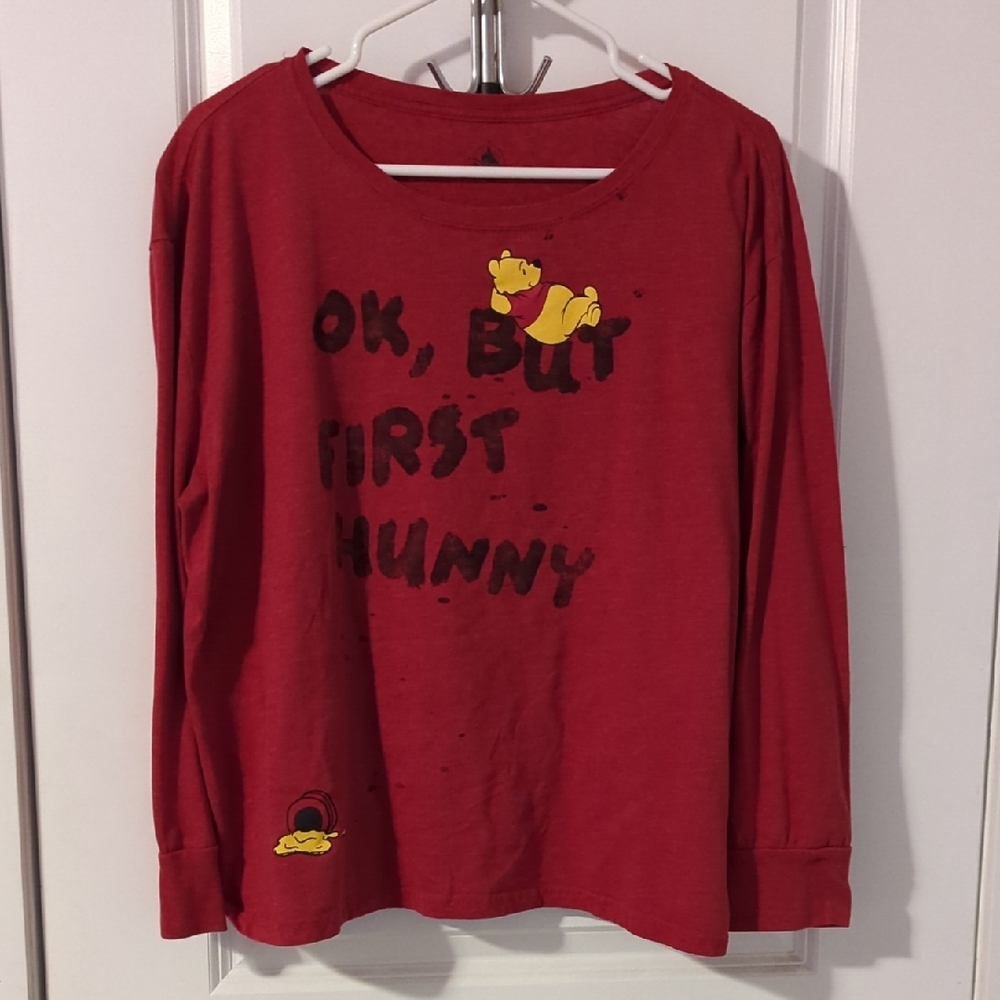 Disney Red Long Sleeve Tee with Playful Graphics